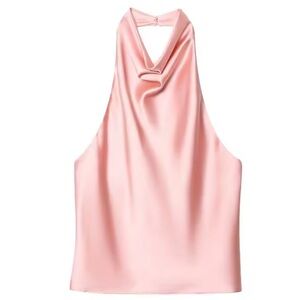 NWOT Pink Satin Effect Halter Top, M